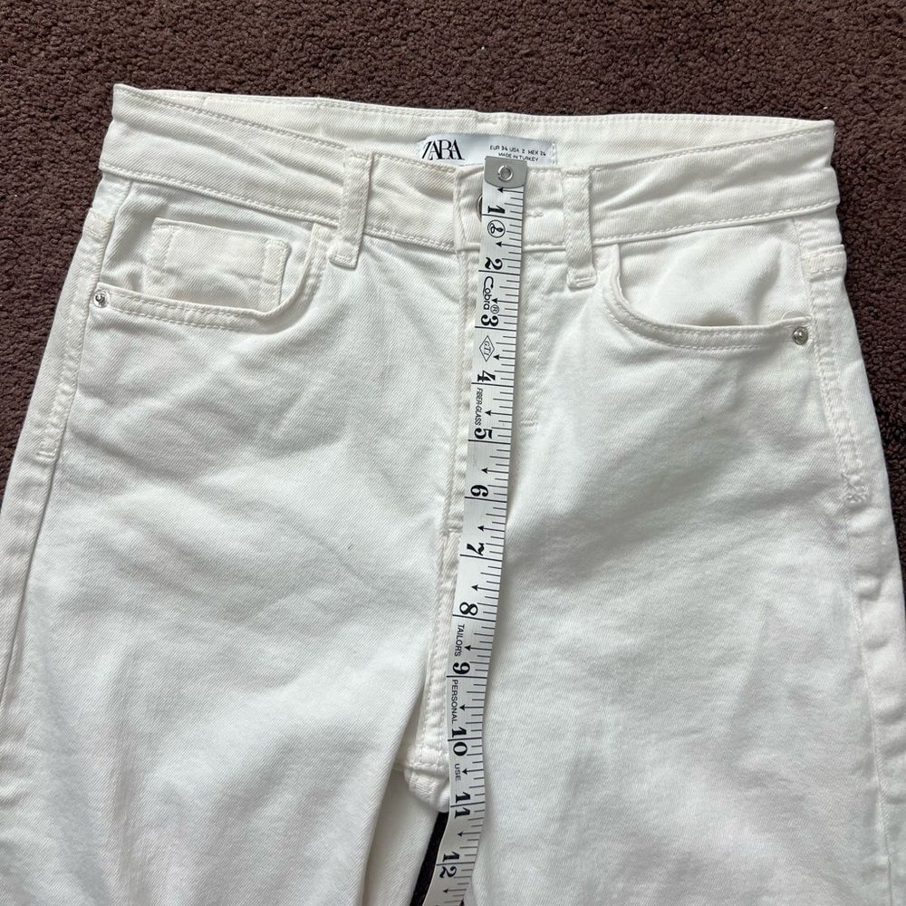 Zara High Waist Raw Hem Straight Leg - Picture 9 of 10